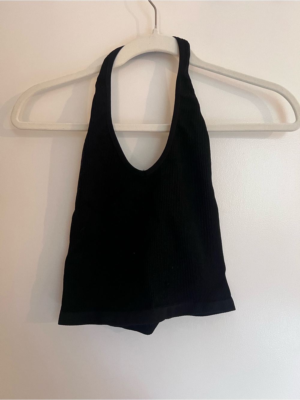 Black Ribbed Halter Tank Top